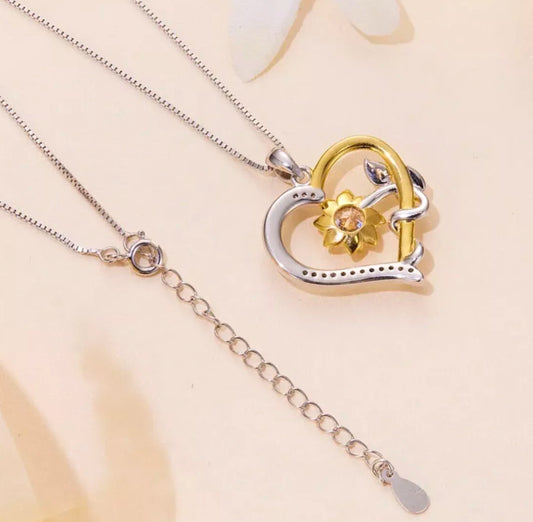 Fashion 925 Sterling Silver Love & Moissanite Necklace Jewelry Women Gift UK