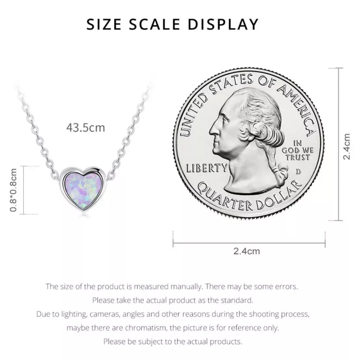 925 Sterling Silver Blue Opal heart Necklace