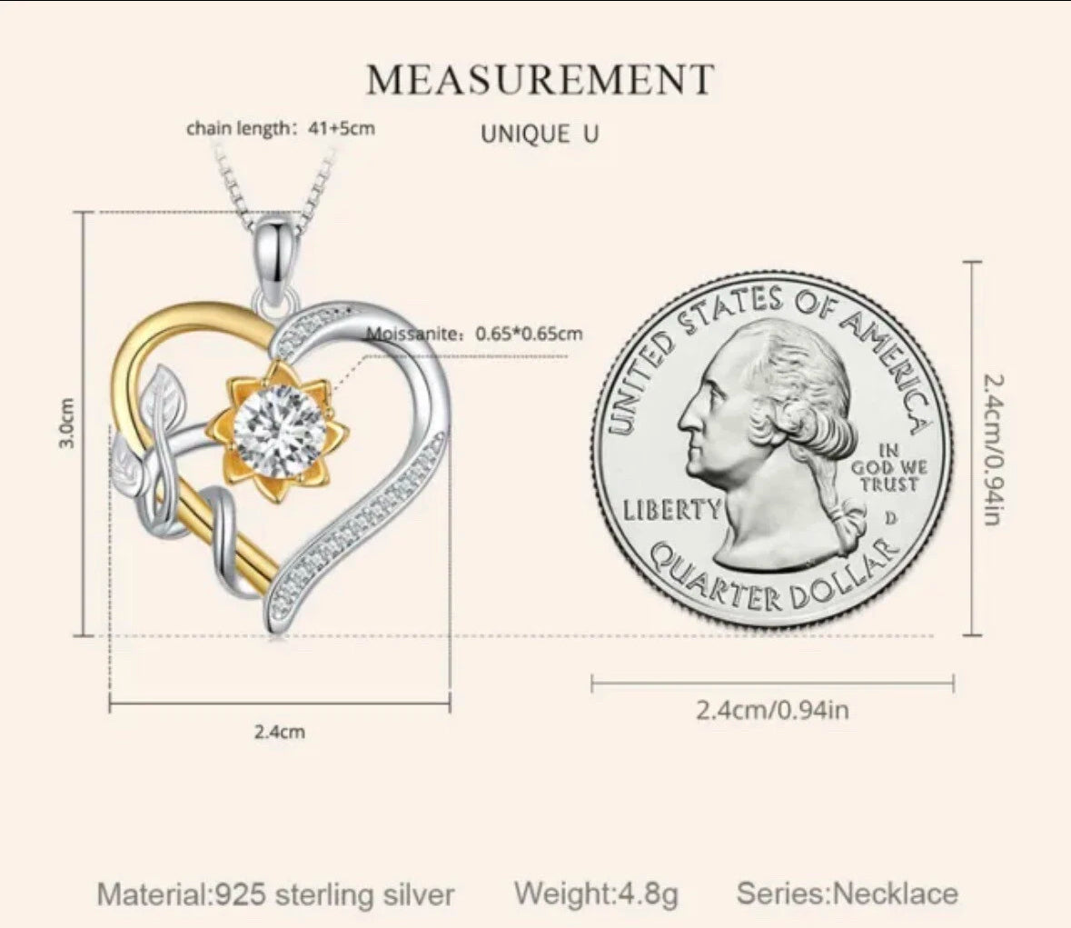 Fashion 925 Sterling Silver Love & Moissanite Necklace Jewelry Women Gift UK