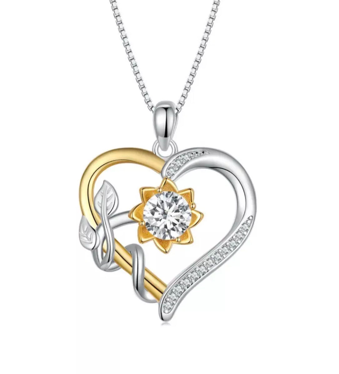 Fashion 925 Sterling Silver Love & Moissanite Necklace Jewelry Women Gift UK