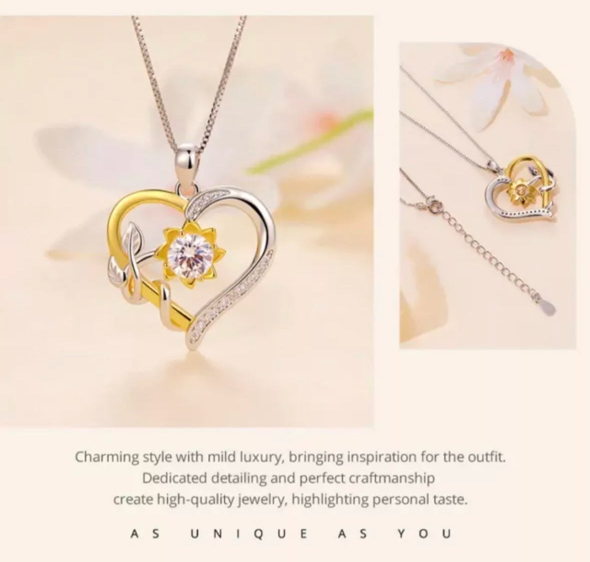 Fashion 925 Sterling Silver Love & Moissanite Necklace Jewelry Women Gift UK