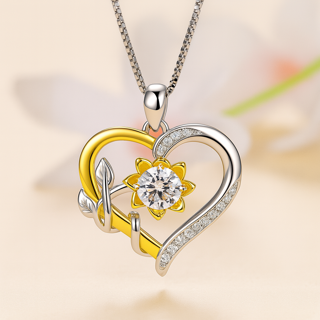 Fashion 925 Sterling Silver Love & Moissanite Necklace Jewelry Women Gift UK